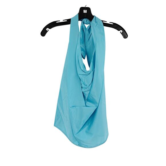 RAMY BROOK Top NEW Size S Harriet Silk Halter Tank Top Convertible Blue - Picture 2 of 6
